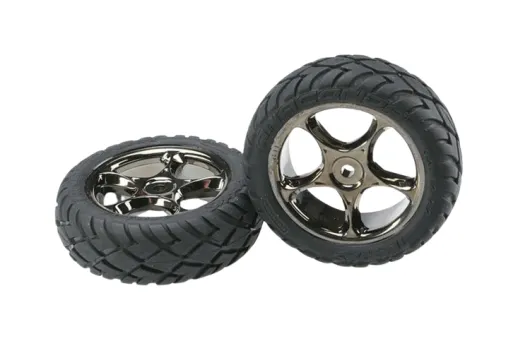 Traxxas Tuning Anaconda Reifen auf 2,2 Tracer Felgen in schwarz-chrom vorne 2Stück für Bandit 1/10