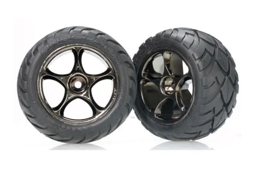 Traxxas Tuning Anaconda Reifen auf Tracer 2,2 Felgen in schwarz-chrom hinten 2Stück für Bandit 1/10