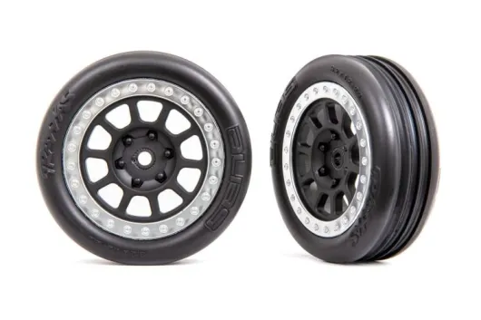 Traxxas Tuning Alias Rillen Reifen auf Tracer 2,2 Felgen in satin-chrom vorne 2Stück für Bandit 1/10