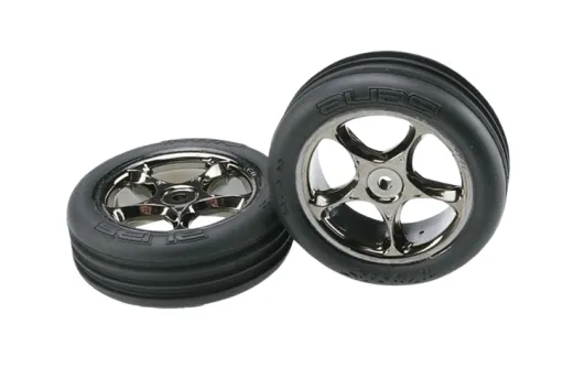 Traxxas Tuning Alias Rillen Reifen auf Tracer 2,2 Felgen in schwarz-chrom vorne 2Stück für Bandit 1/10