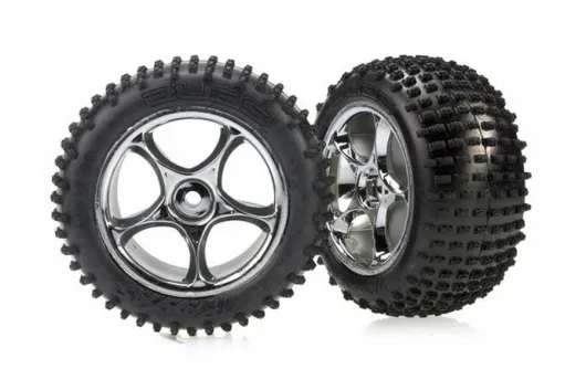 Traxxas Tuning Alias Reifen auf Tracer 2,2 Felgen in chrom hinten 2Stück für Bandit 1/10