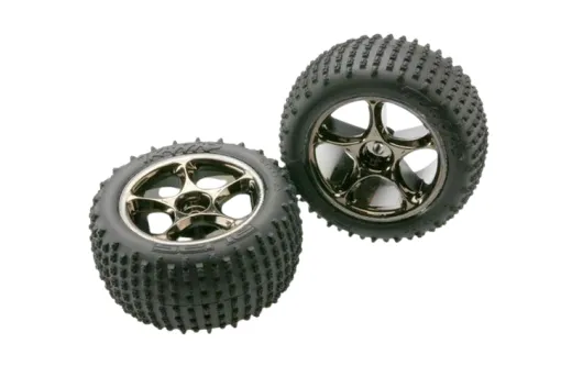 Traxxas Tuning Alias Reifen auf Tracer 2,2 Felgen in schwarz-chrom hinten 2Stück für Bandit 1/10