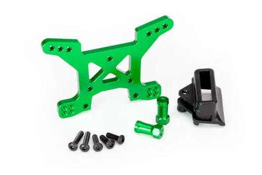 Traxxas Tuning Dämpferbrücke aus 7075-T6 Aluminium in grün vorne für Rustler 1/10
