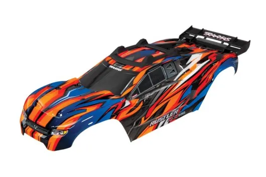 Traxxas Tuning Karosserie in orange mit Aufkleber für Rustler 1/10