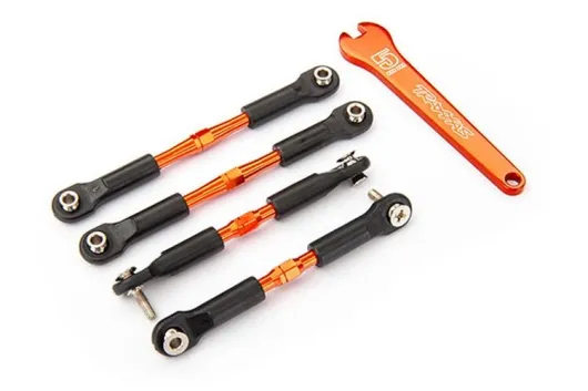 Traxxas Tuning Gewindestangen-Set aus Aluminium in orange vorne 69mm hinten 82mm für Bigfoot, Rustler und Stampede 1/10