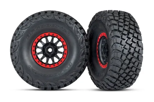 Traxxas Tuning BFGoodrich Baja KR3 Reifen auf Felgen in schwarz rot 2Stück für Unlimited Desert Racer 1/7