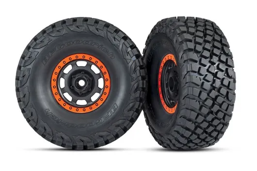 Traxxas Tuning BFGoodrich Reifen auf Felgen in schwarz orange 2Stück für Unlimited Desert Racer 1/7