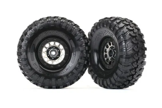Traxxas Tuning Canyon Trail 5,3x1,9 Reifen auf Method Felgen in schwarz-chrom 2Stück für TRX-4 1/10