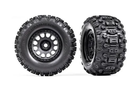 Traxxas Tuning Sledgehammer Reifen auf XRT Felgen in schwarz 2Stück für X-Maxx 1/7