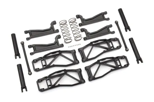 Traxxas Ersatzteile Querlenker-Set in schwarz mit Spurstangen, Halbwellen und Federn (Radstand 352mm) für MAXX 1/10
