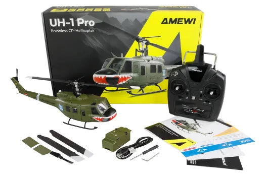 Amewi RC Heli Scale Hubschrauber UH-1 Pro Brushless CP-Helikopter 6-Kanal 6G RTF