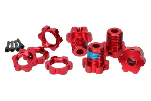Traxxas Zubehör Radmitnehmer mit Muttern aus Aluminium 17mm in rot 4Stück für Bigfoot, Rustler, Slash und Stampede 1/10