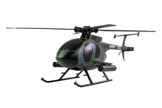 Amewi RC Heli Scale Hubschrauber Hughes MD500 Helikopter im Militär Design 4-Kanal 6G RTF Set
