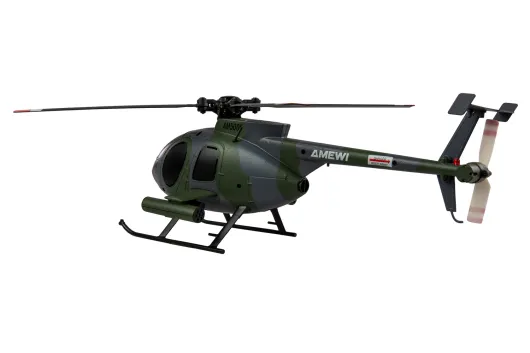 Amewi RC Heli Scale Hubschrauber Hughes MD500 Helikopter im Militär Design 4-Kanal 6G RTF Set
