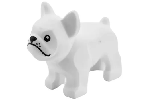 Klemmbausteine Tier Hund Bulldogge in weiß