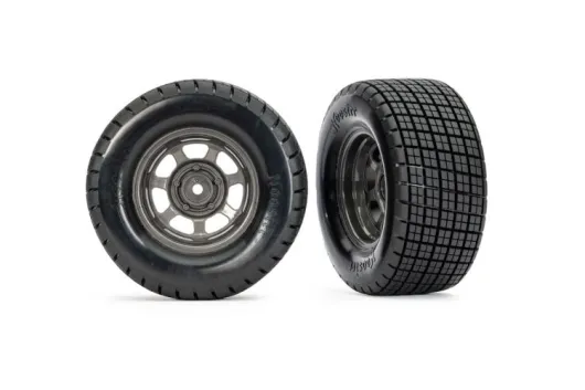 Traxxas Tuning Hossier Reifen auf Felgen in Graphit Grau 2Stück vorne für Slash 2WD 1/10