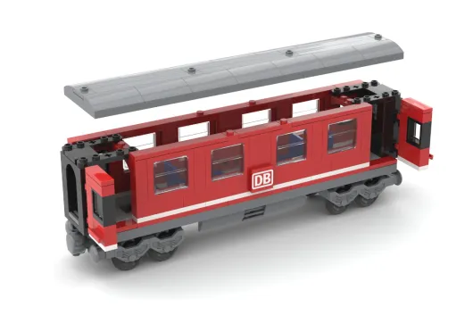 STS Klemmbausteine Rote Elektrischelokomotive Deutsche Bahn AG mit Speise und Personenwagen - 988 Teile