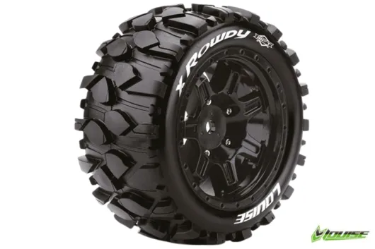 Louise Reifen X-Rowdy MFT-Reifen soft auf Felge in schwarz 24mm 2Stück für Traxxas X-MAXX 1/7