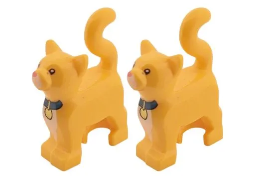 Klemmbausteine Tier Katze klein / Minikatze mit Druck in goldgelb 2Stück