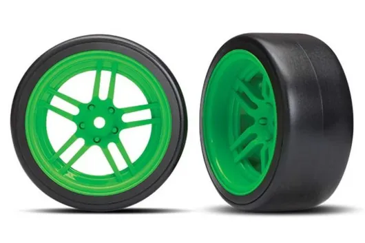 Traxxas Ersatzteile Drift Reifen auf 1,9 Felgen in Grün Hinten 2Stück für 4-TEC 1/10