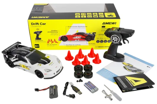 Amewi RC Auto Corvette C6.R Drift Car in weiß 1:18 RTR