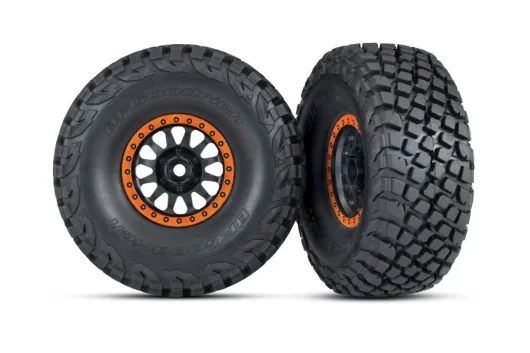 Traxxas Tuning BFGoodrich Baja KR3 Reifen auf Felgen in schwarz orange 2Stück für Unlimited Desert Racer 1/7