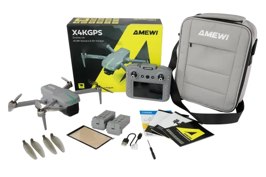 Amewi RC AMXFlight X4KGPS Brushless-Drohne mit 3D-Gimbal und 4K Kamera inklusive 2 Akkus