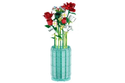 Baka Klemmbausteine Blumen Bouquet Roses Frischer Rosenstraus mit Vase - 1022 Teile
