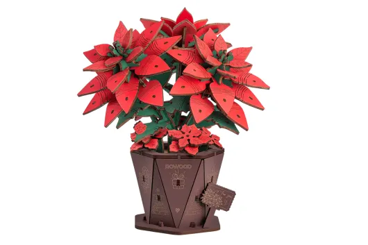 Lasercut Holzbausatz Standmodell Blumentopf Weihnachtsstern - 153 Teile