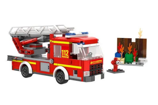 Kiddicraft Klemmbausteine Feuerwehr Leiterwagen - 334 Teile