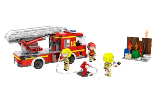 Kiddicraft Klemmbausteine Feuerwehr Leiterwagen - 334 Teile