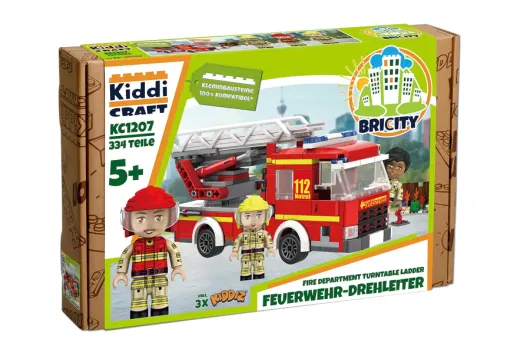 Kiddicraft Klemmbausteine Feuerwehr Leiterwagen - 334 Teile