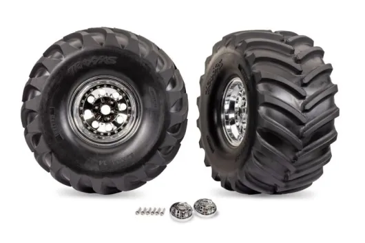 Traxxas Tuning Terra Groove Reifen auf Felgen in Chrome 2Stück für X-Maxx Monstertruck 1/7