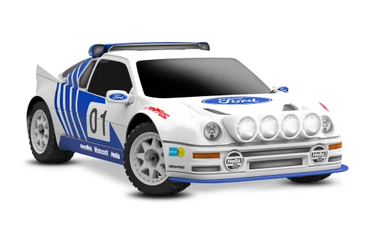 Traxxas Mini-Rally 1/10 VXL-Power 4x4 weiß Ford RS200 RTR Brushless HD-Teile, mit Akku und Lader