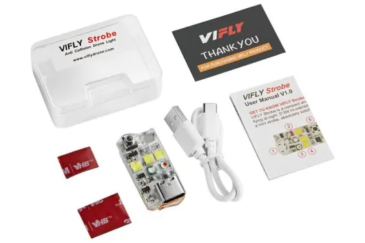 VIFLY Strobe LED Licht Anti-Kollisions LED, 3 Farben weiß, rot, grün, mit 1000 Lumen, mit 1S 160mAh LiPo Akku und USB C Anschluss, FAA Konform