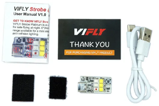 VIFLY Strobe LED Licht Platinum Anti-Kollisions LED, 4 Farben weiß, rot, grün, blau, mit 1000 Lumen, mit 1S 160mAh LiPo Akku und USB C Anschluss, FAA Konform