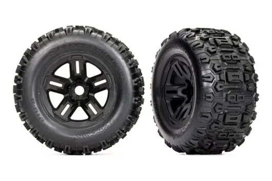 Traxxas Tuning Sledgehammer Reifen auf 3.8 Felgen in Schwarz TSM-Rated 2Stück für Sledge 1/8