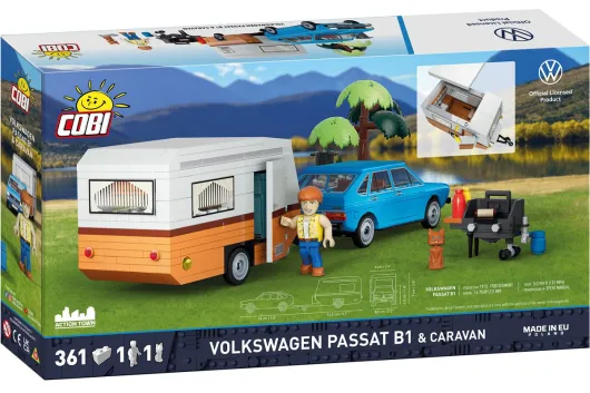 COBI Klemmbausteine Autos VW Passat B1 mit Wohnwagen - 361 Teile