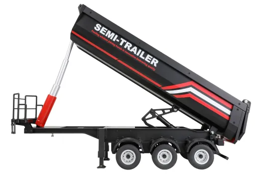 DF Models Kipper Auflieger Semi-Trailer in schwarz für Scania 1:18