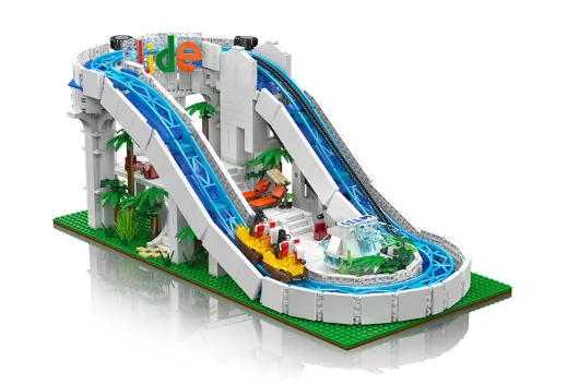 MouldKing Klemmbausteine KingLand Motorisierte Wasserrutsche - 2088 Teile