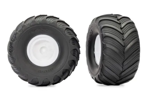 Traxxas Tuning Terra Grove Reifen auf Felgen in Weiß 2Stück für Bigfoot und Stampede 1/10
