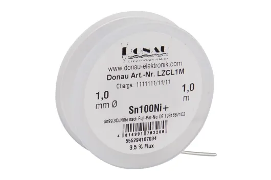 Lötzinn "CLEAR" Ø1,0mm Sn100Ni+ Klappspule 1m