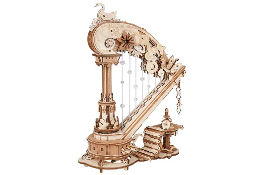 Lasercut Holzbausatz Funktionsmodell Zauberharfe - 350 Teile