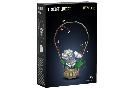 CaDA Klemmbausteine Blumen Serie Winterblumen mit dekorativer Vase - 1001 Teile