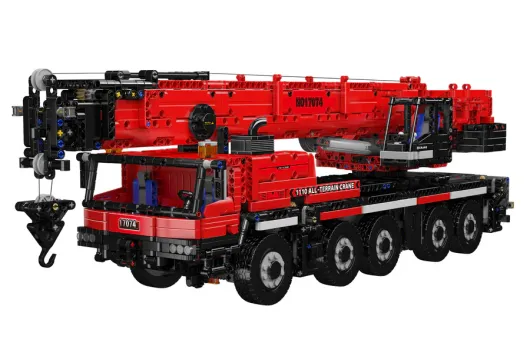 MouldKing Klemmbausteine RC Auto Liebherr Kran 1100 in Rot mit Motoren und Fernsteuerung - 3218 Teile