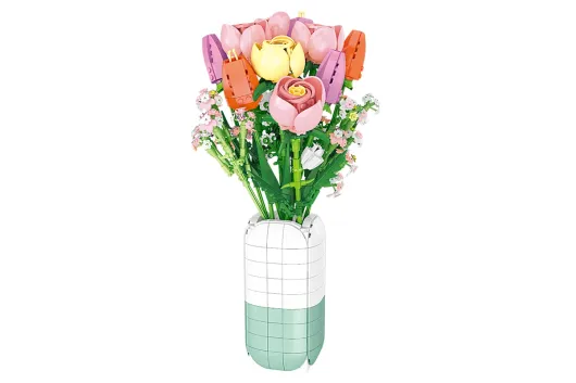 JieStar Klemmbausteine Blumen Rosen und Tulpenensemble - 1011 Teile