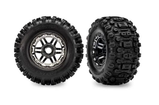 Traxxas Tuning Sledgehammer Reifen auf 2,8 Felgen in schwarz chrom 2Stück für Maxx 1/10