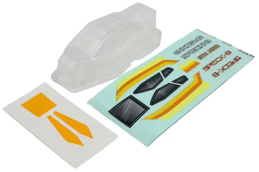 HobbyPlus Ersatzteile Lexan Karosserie in Klar mit Sticker für Speck-B 2WD Buggy 1:24 RTR
