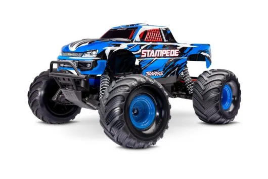 Traxxas Stampede BlauX 1/10 2WD Monster-Truck RTR Brushed mit HD Teilen (Heavy-Duty) mit Akku und 4A USB-C-Lader