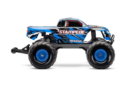 Traxxas Stampede BlauX 1/10 2WD Monster-Truck RTR Brushed mit HD Teilen (Heavy-Duty) mit Akku und 4A USB-C-Lader